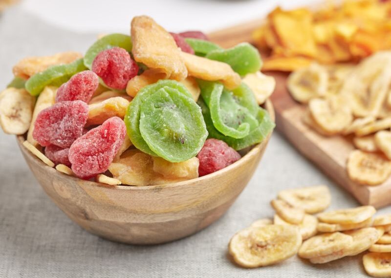 Frutta e verdura essiccate come snack